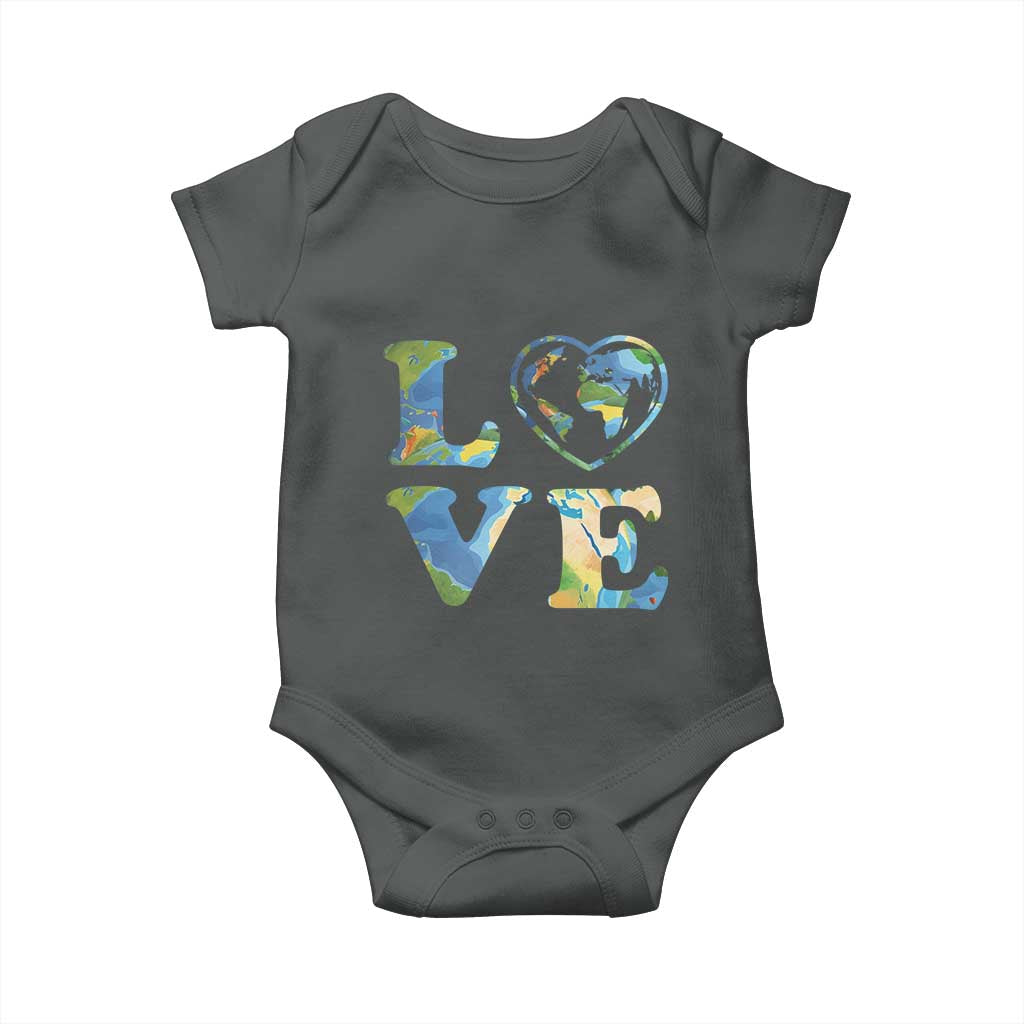 Earth Day Baby Onesie Heart Environmental Nature Recycling Lovers TS10 Dark Heather Print Your Wear