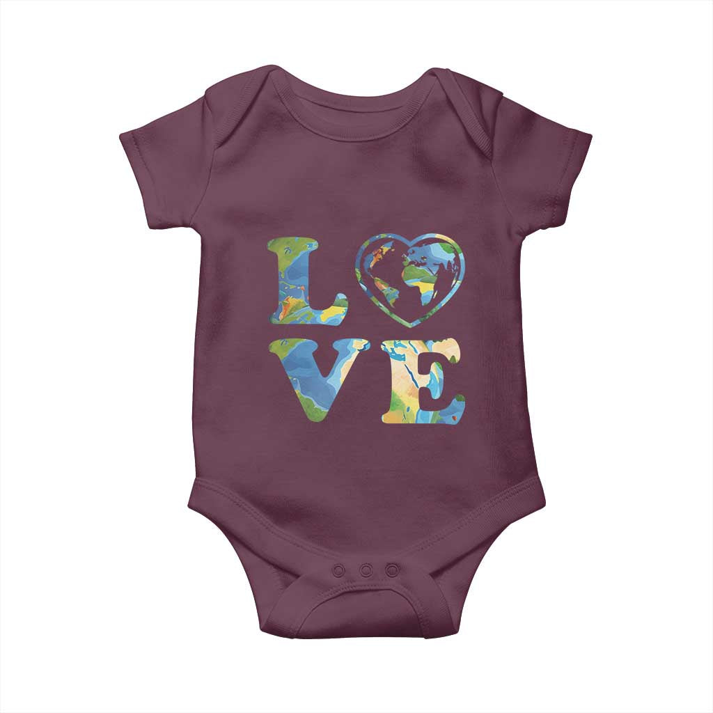 Earth Day Baby Onesie Heart Environmental Nature Recycling Lovers TS10 Maroon Print Your Wear