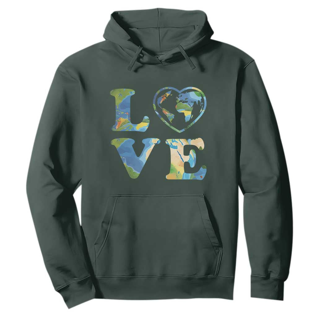 Earth Day Hoodie Heart Environmental Nature Recycling Lovers TS10 Dark Forest Green Print Your Wear