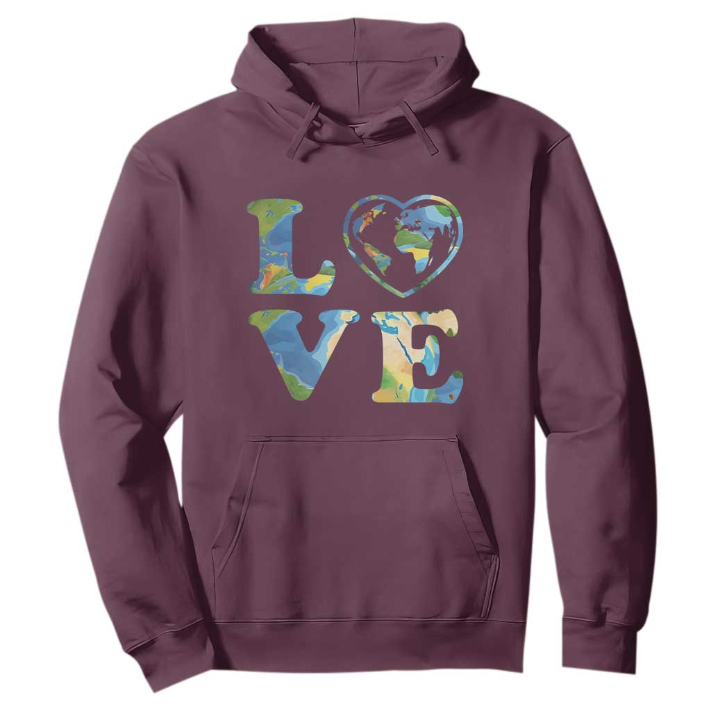 Earth Day Hoodie Heart Environmental Nature Recycling Lovers TS10 Maroon Print Your Wear