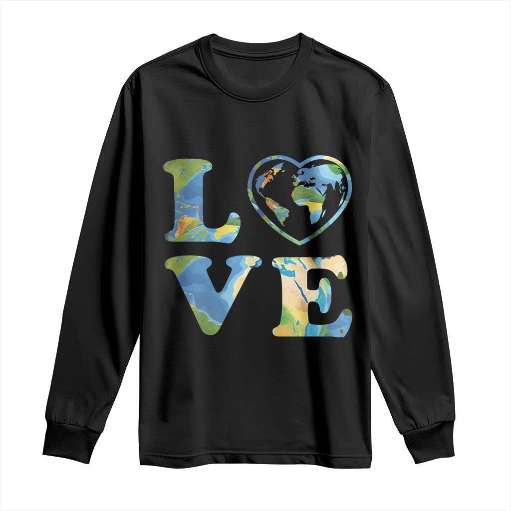 Earth Day Long Sleeve Shirt Heart Environmental Nature Recycling Lovers TS10 Black Print Your Wear