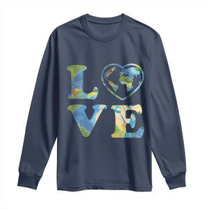 Earth Day Long Sleeve Shirt Heart Environmental Nature Recycling Lovers TS10 Navy Print Your Wear