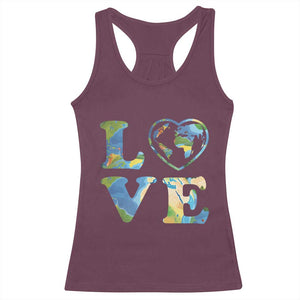Earth Day Racerback Tank Top Heart Environmental Nature Recycling Lovers TS10 Maroon Print Your Wear