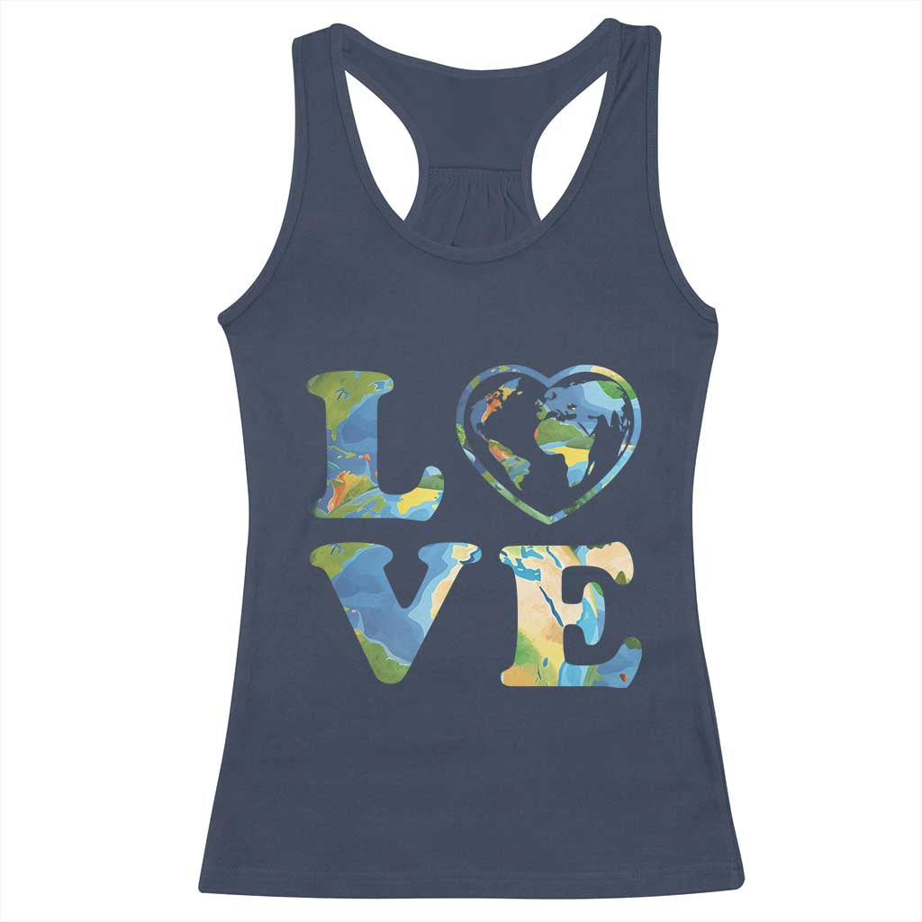 Earth Day Racerback Tank Top Heart Environmental Nature Recycling Lovers TS10 Navy Print Your Wear