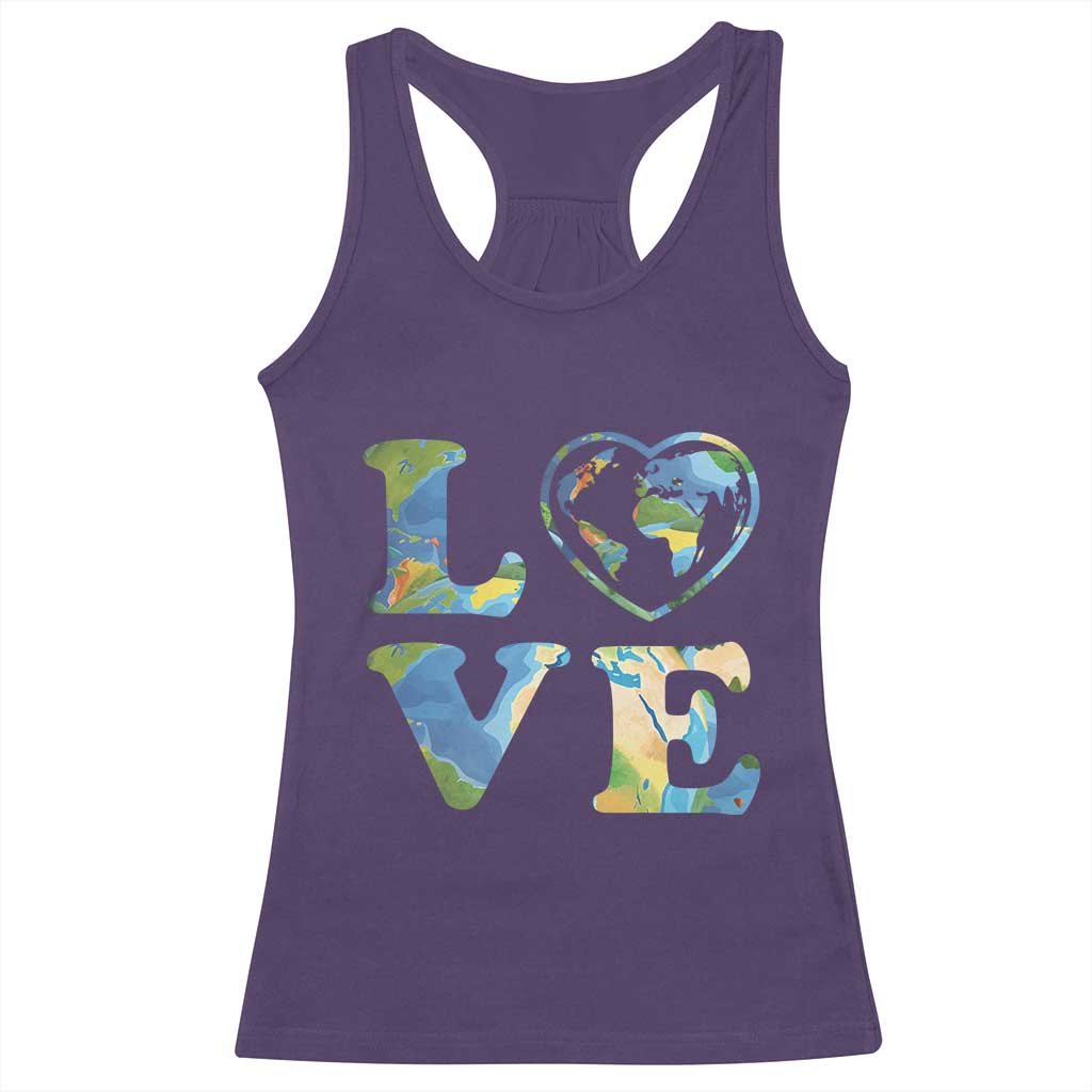 Earth Day Racerback Tank Top Heart Environmental Nature Recycling Lovers TS10 Purple Print Your Wear