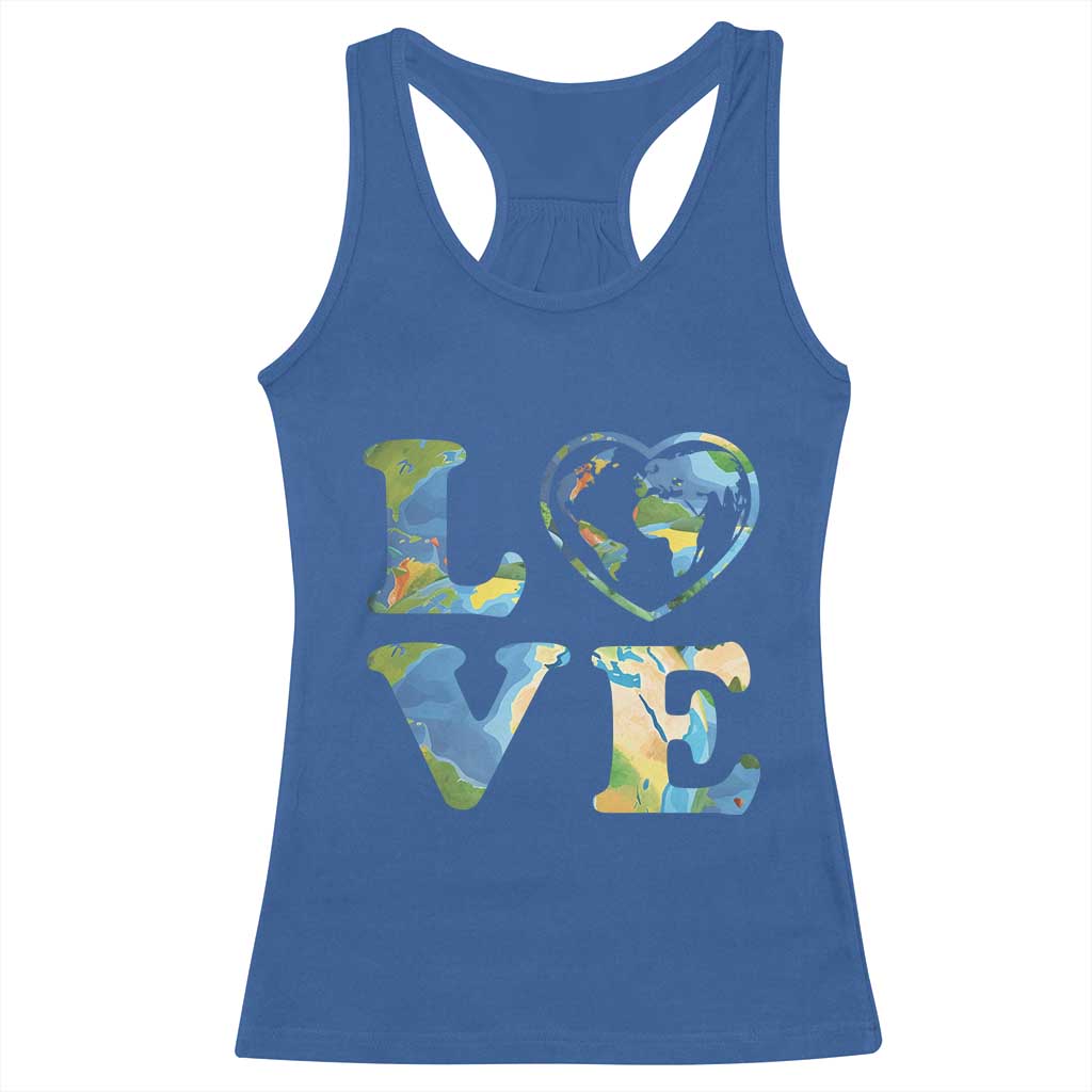 Earth Day Racerback Tank Top Heart Environmental Nature Recycling Lovers TS10 Royal Blue Print Your Wear