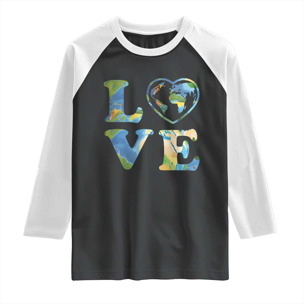 Earth Day Raglan Shirt Heart Environmental Nature Recycling Lovers TS10 Black White Print Your Wear