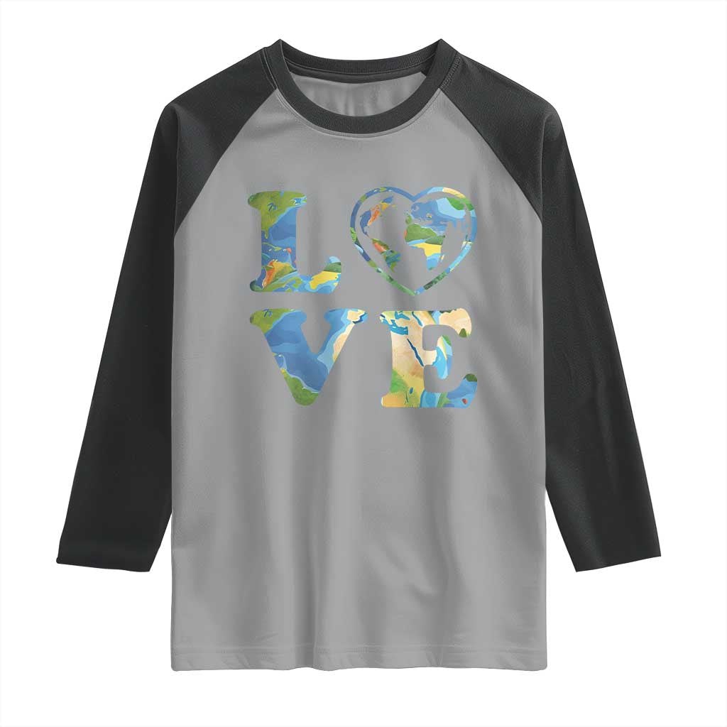 Earth Day Raglan Shirt Heart Environmental Nature Recycling Lovers TS10 Sport Gray Black Print Your Wear