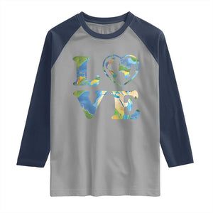 Earth Day Raglan Shirt Heart Environmental Nature Recycling Lovers TS10 Sport Gray Navy Print Your Wear