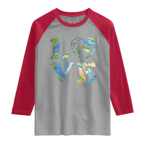 Earth Day Raglan Shirt Heart Environmental Nature Recycling Lovers TS10 Sport Gray Red Print Your Wear
