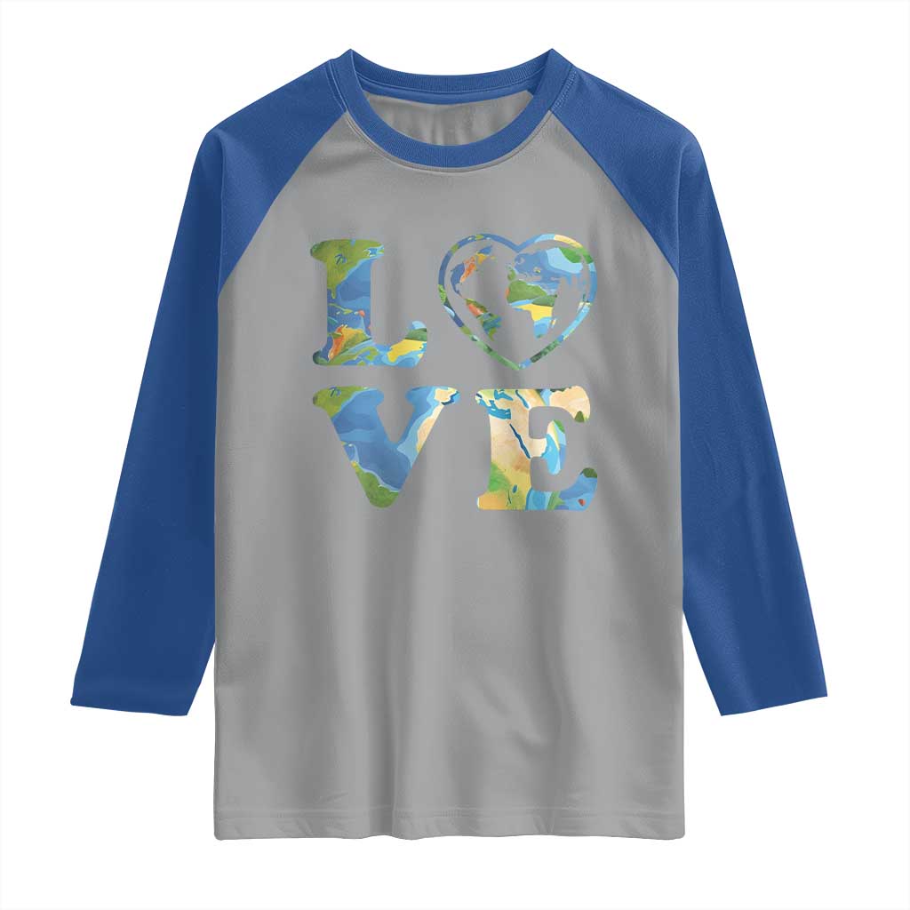 Earth Day Raglan Shirt Heart Environmental Nature Recycling Lovers TS10 Sport Gray Royal Print Your Wear