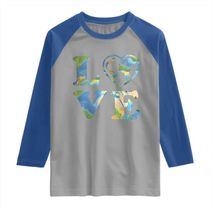 Earth Day Raglan Shirt Heart Environmental Nature Recycling Lovers TS10 Sport Gray Royal Print Your Wear