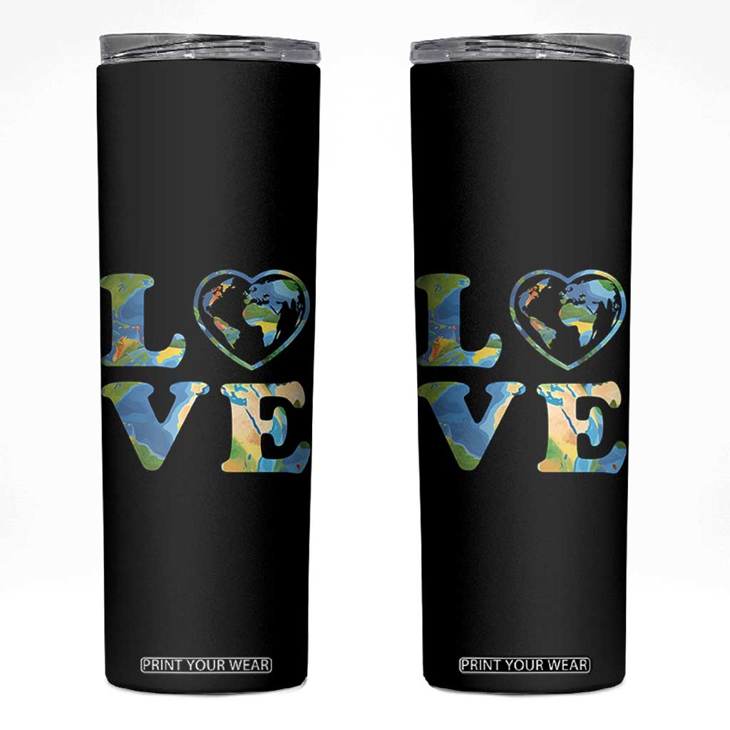 Earth Day Skinny Tumbler Heart Environmental Nature Recycling Lovers TS10 Black Print Your Wear
