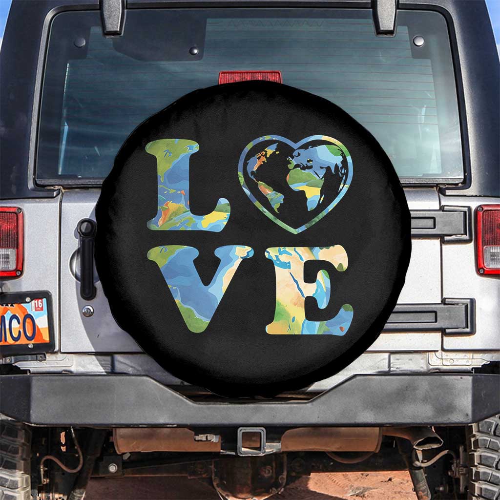 Earth Day Spare Tire Cover Heart Environmental Nature Recycling Lovers TS10 No hole Black Print Your Wear