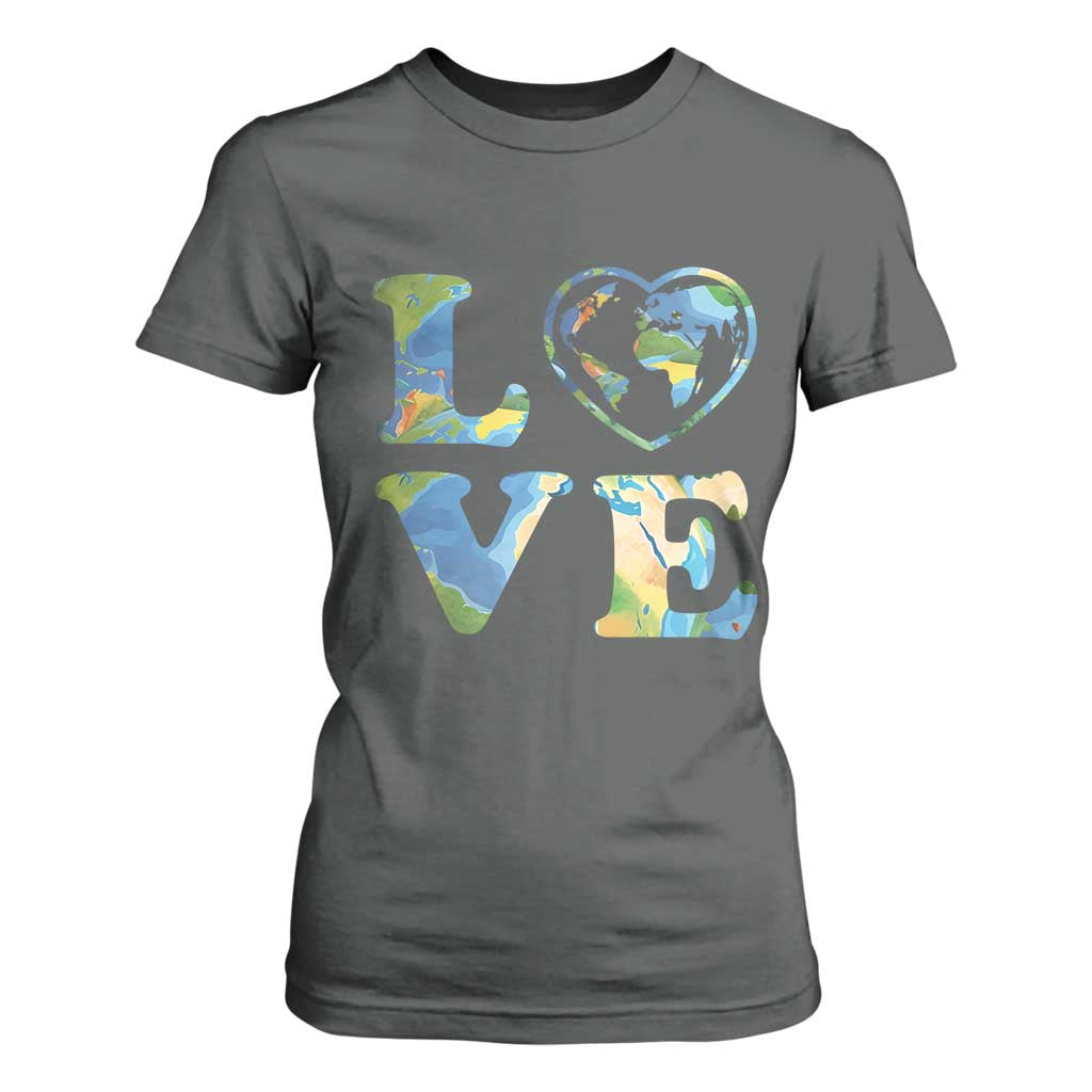 Earth Day T Shirt For Women Heart Environmental Nature Recycling Lovers TS10 Dark Heather Print Your Wear