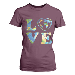 Earth Day T Shirt For Women Heart Environmental Nature Recycling Lovers TS10 Maroon Print Your Wear