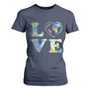 Earth Day T Shirt For Women Heart Environmental Nature Recycling Lovers TS10 Navy Print Your Wear