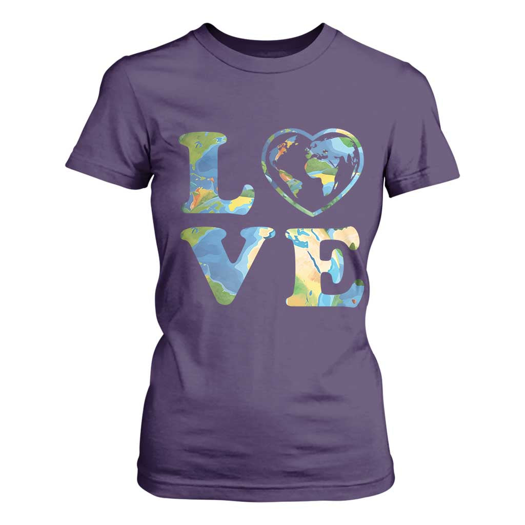 Earth Day T Shirt For Women Heart Environmental Nature Recycling Lovers TS10 Purple Print Your Wear