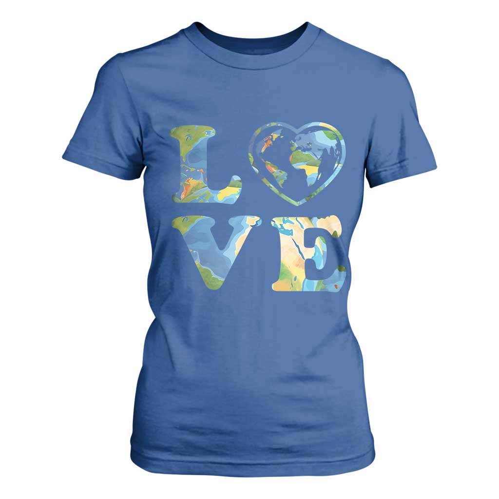 Earth Day T Shirt For Women Heart Environmental Nature Recycling Lovers TS10 Royal Blue Print Your Wear