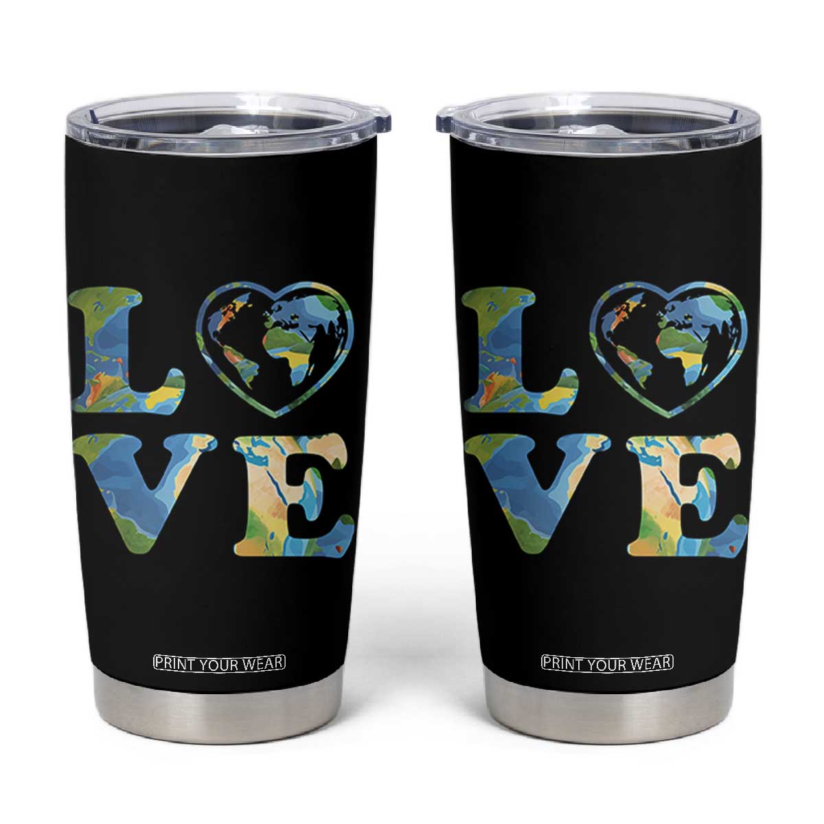 Earth Day Tumbler Cup Heart Environmental Nature Recycling Lovers TS10 Black Print Your Wear