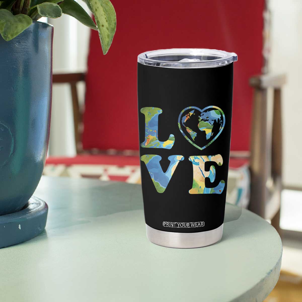 Earth Day Tumbler Cup Heart Environmental Nature Recycling Lovers TS10 Print Your Wear