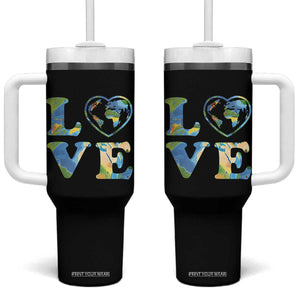 Earth Day Tumbler With Handle Heart Environmental Nature Recycling Lovers TS10 One Size: 40 oz Black Print Your Wear