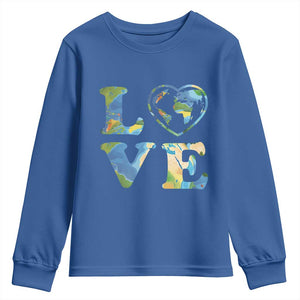 Earth Day Youth Sweatshirt Heart Environmental Nature Recycling Lovers TS10 Royal Blue Print Your Wear