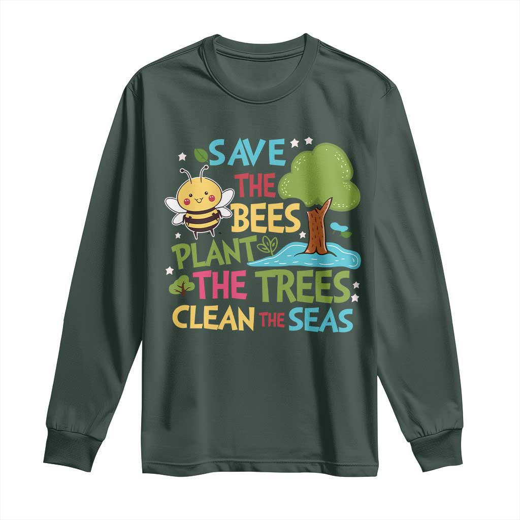 Earth Day Long Sleeve Shirt Funny Awesome Environmental Nature Recycling TS10 Dark Forest Green Print Your Wear