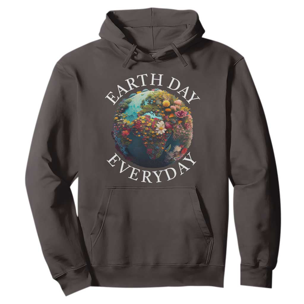 Earth Day Everyday Hoodie With Floral Nature Lover Climate Change TS10 Dark Chocolate Print Your Wear