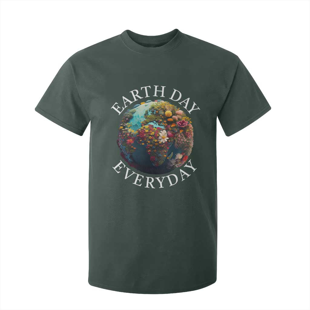 Earth Day Everyday T Shirt For Kid With Floral Nature Lover Climate Change TS10 Dark Forest Green Print Your Wear