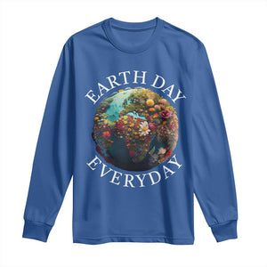 Earth Day Everyday Long Sleeve Shirt With Floral Nature Lover Climate Change TS10 Royal Blue Print Your Wear
