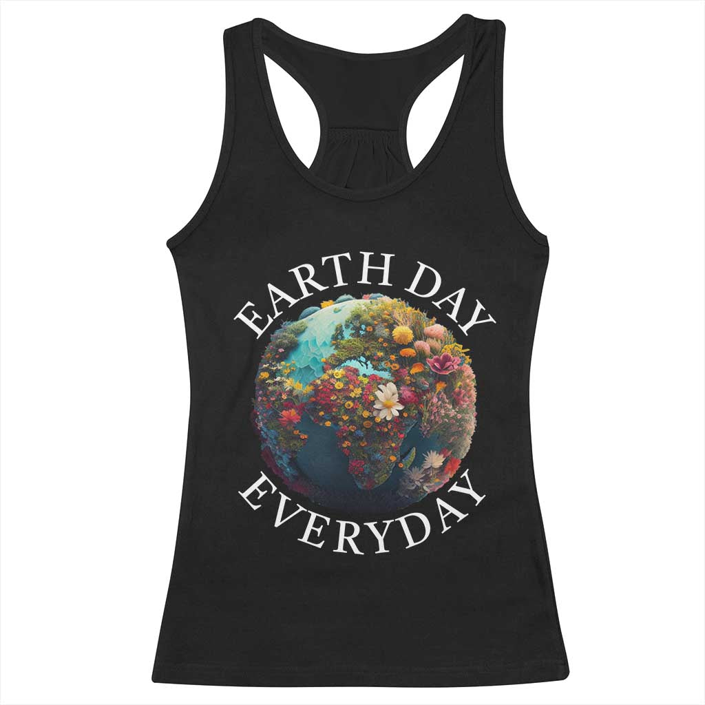 Earth Day Everyday Racerback Tank Top With Floral Nature Lover Climate Change TS10 Black Print Your Wear