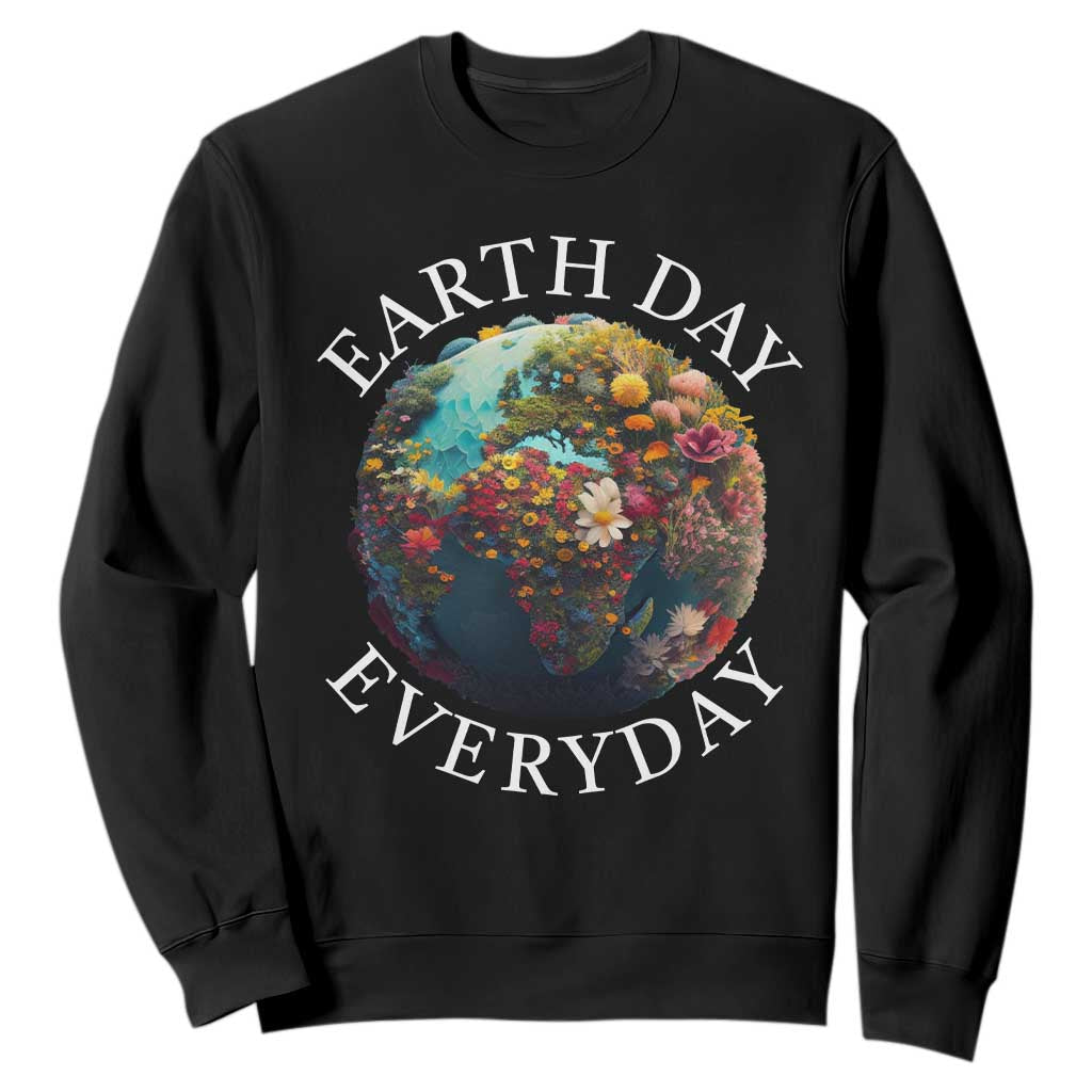 Earth Day Everyday Sweatshirt With Floral Nature Lover Climate Change TS10 Black Print Your Wear