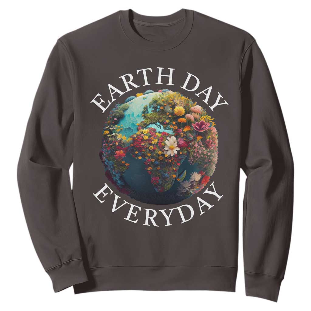 Earth Day Everyday Sweatshirt With Floral Nature Lover Climate Change TS10 Dark Chocolate Print Your Wear