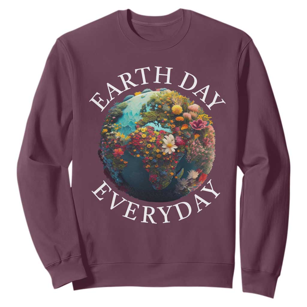Earth Day Everyday Sweatshirt With Floral Nature Lover Climate Change TS10 Maroon Print Your Wear