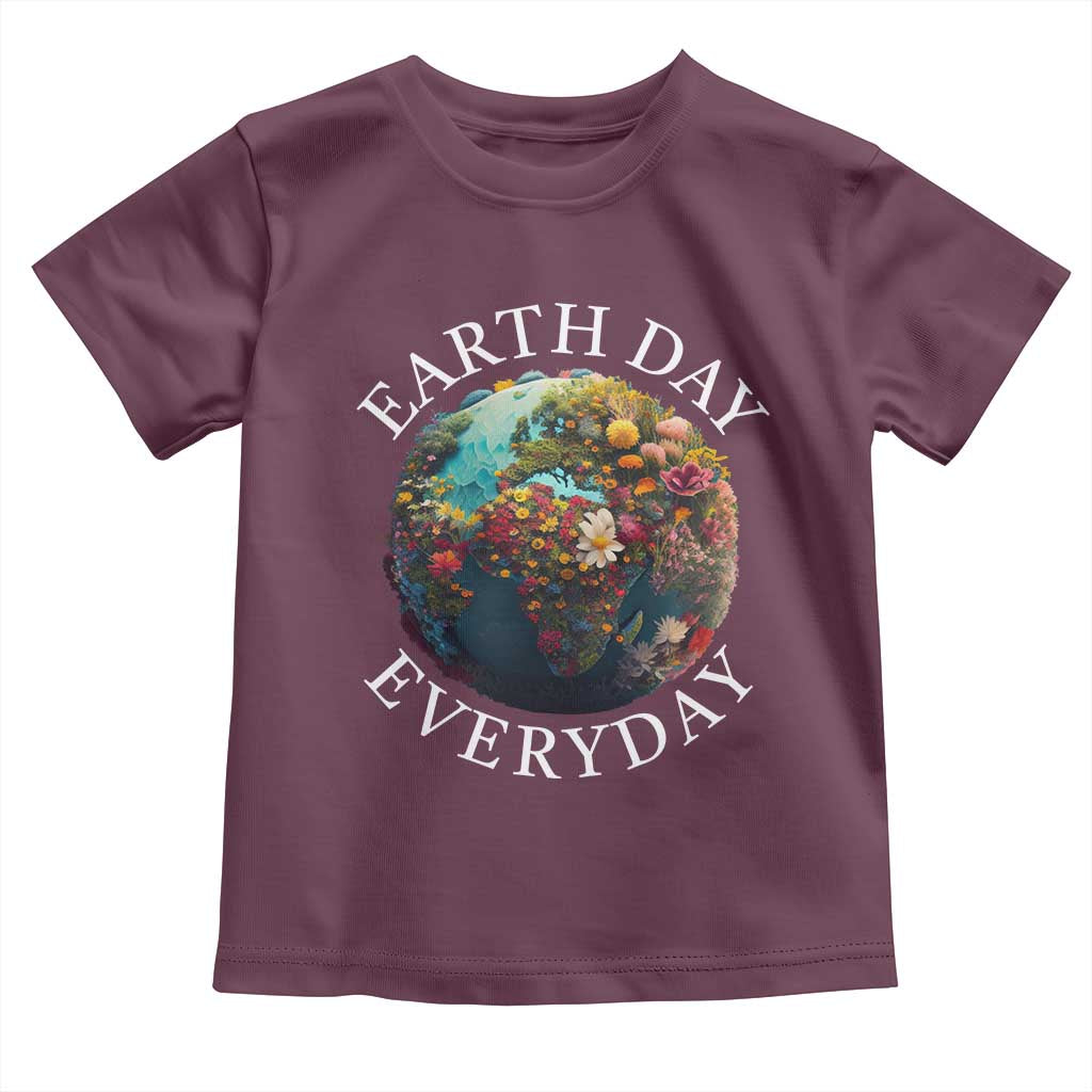Earth Day Everyday Toddler T Shirt With Floral Nature Lover Climate Change TS10 Maroon Print Your Wear