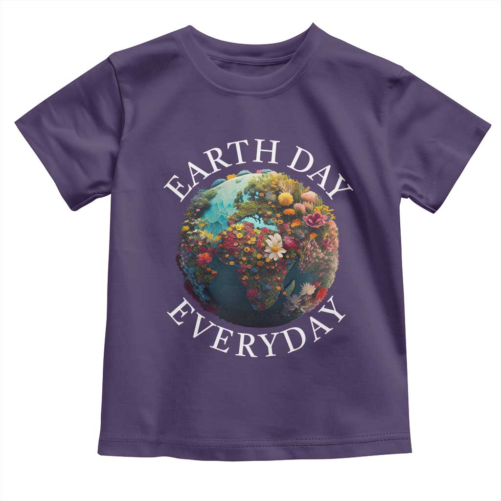 Earth Day Everyday Toddler T Shirt With Floral Nature Lover Climate Change TS10 Purple Print Your Wear