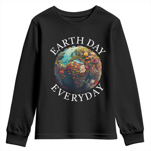 Earth Day Everyday Youth Sweatshirt With Floral Nature Lover Climate Change TS10 Black Print Your Wear