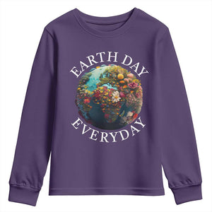 Earth Day Everyday Youth Sweatshirt With Floral Nature Lover Climate Change TS10 Purple Print Your Wear