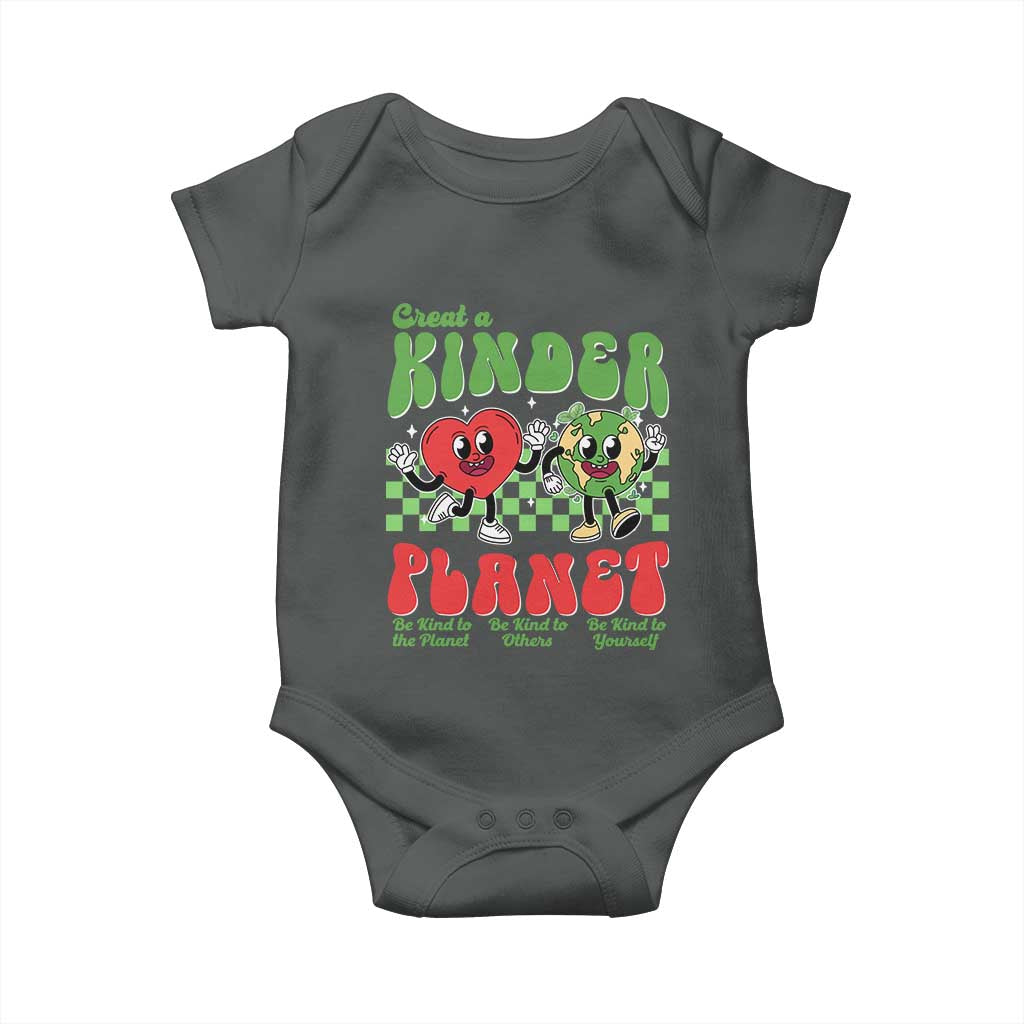 Earth Day Baby Onesie Create A Kinder Planet Be Kind Earth TS10 Dark Heather Print Your Wear