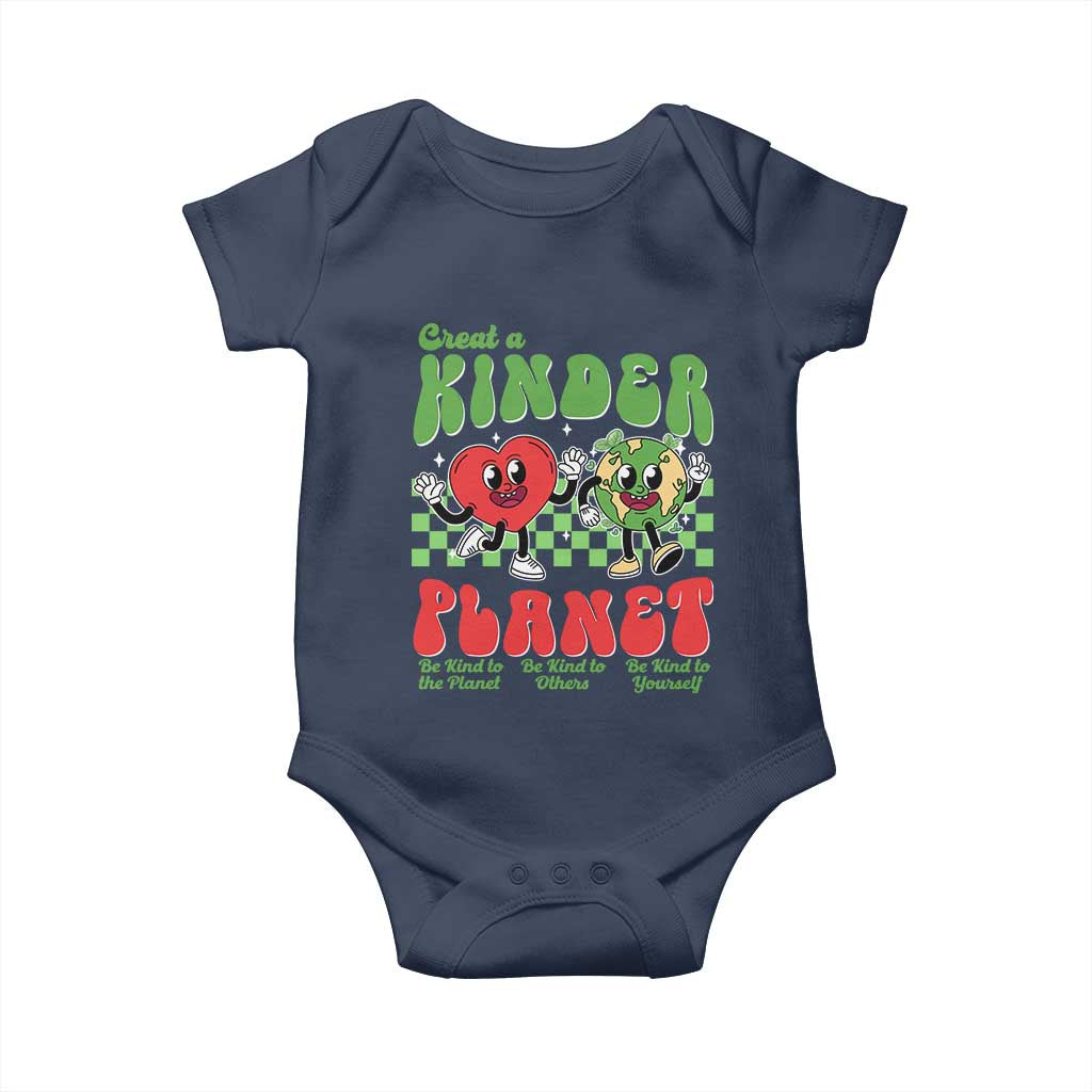 Earth Day Baby Onesie Create A Kinder Planet Be Kind Earth TS10 Navy Print Your Wear