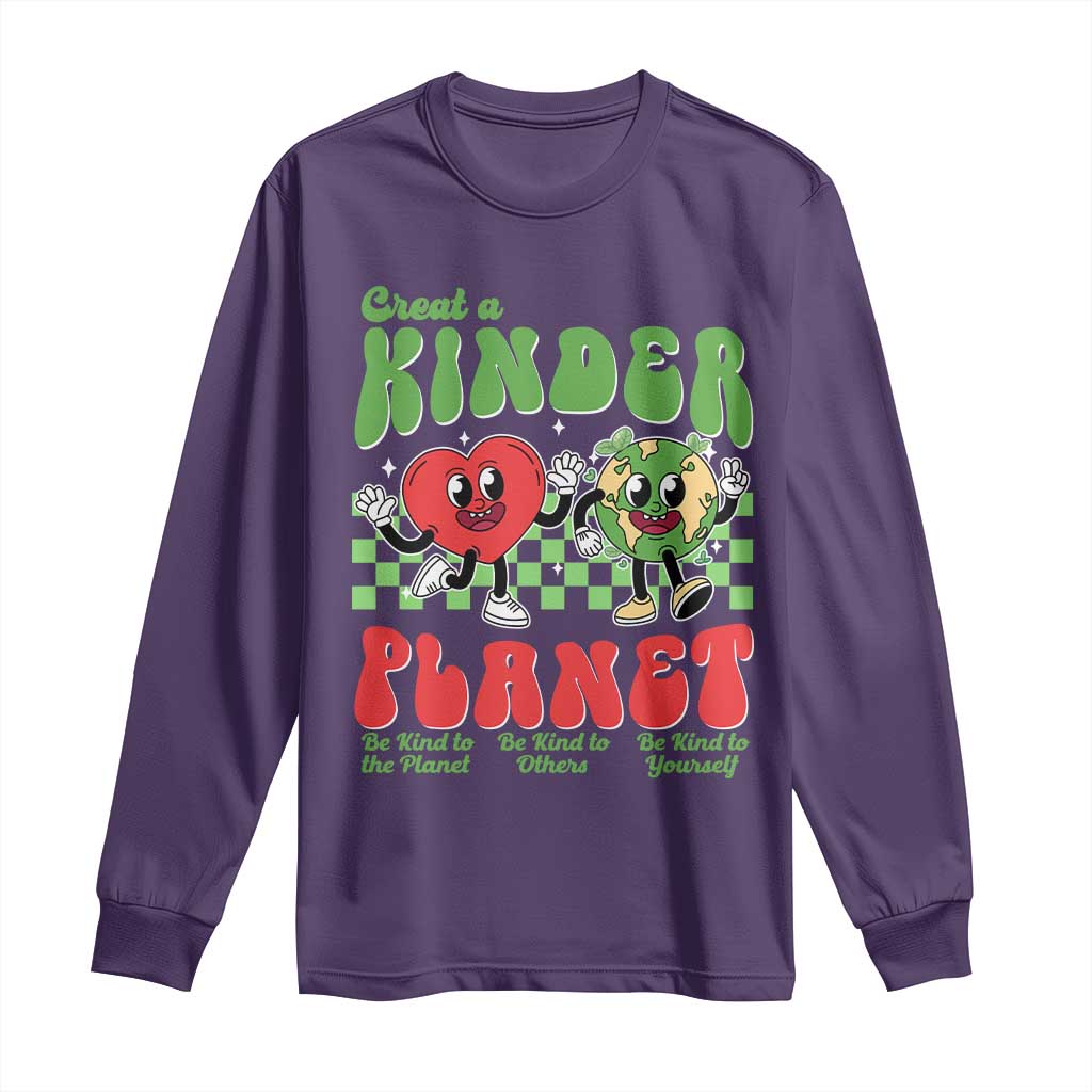 Earth Day Long Sleeve Shirt Create A Kinder Planet Be Kind Earth TS10 Purple Print Your Wear