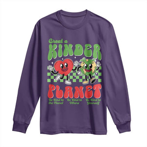 Earth Day Long Sleeve Shirt Create A Kinder Planet Be Kind Earth TS10 Purple Print Your Wear