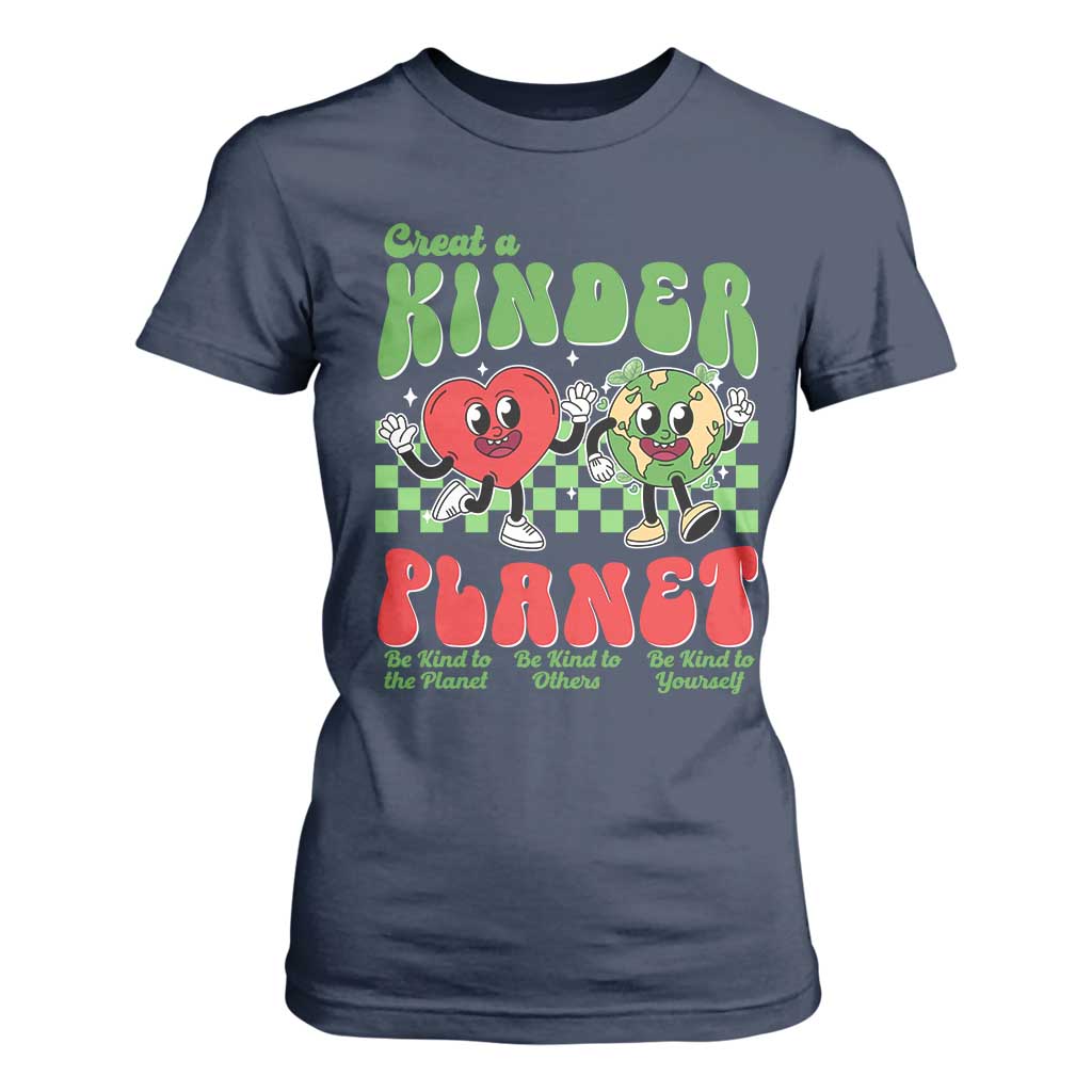 Earth Day T Shirt For Women Create A Kinder Planet Be Kind Earth TS10 Navy Print Your Wear