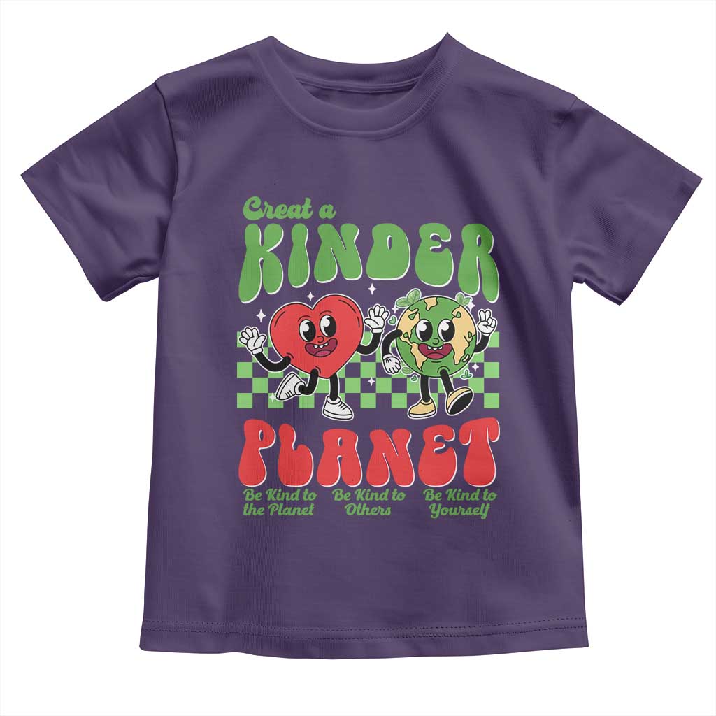 Earth Day Toddler T Shirt Create A Kinder Planet Be Kind Earth TS10 Purple Print Your Wear