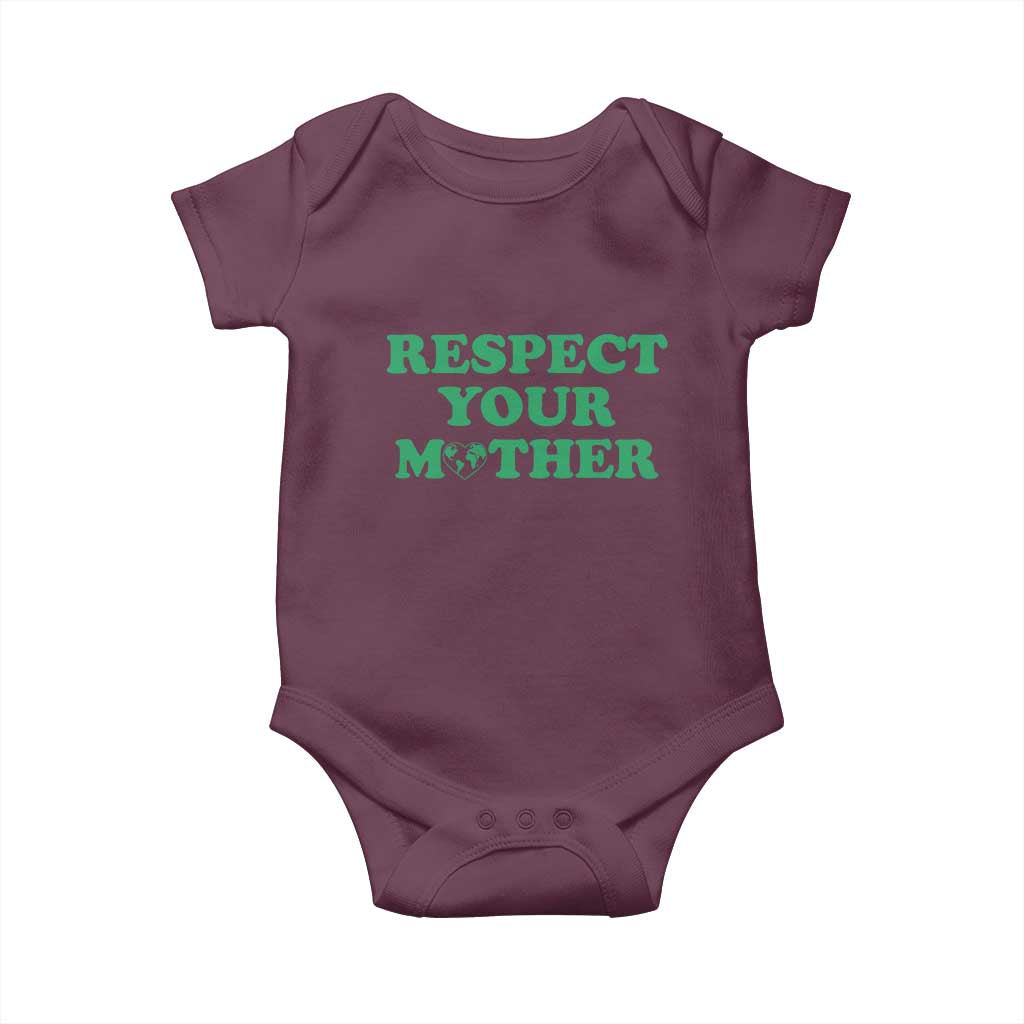 Earth Day Baby Onesie Respect Your Mother Environmental Recycling TS10 Maroon Print Your Wear