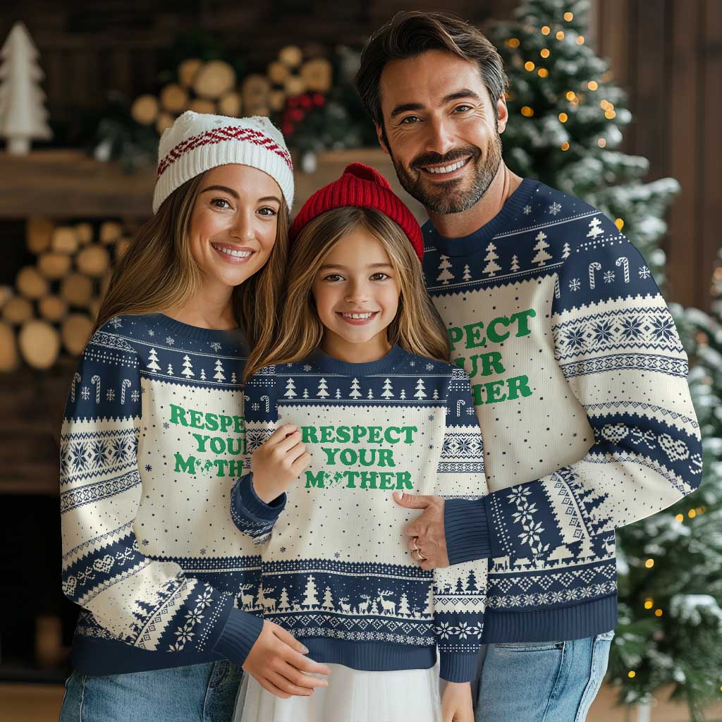 Earth Day Ugly Christmas Sweater Respect Your Mother Environmental Recycling TS10 Beige Navy Print Your Wear