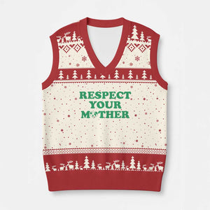 Earth Day V-Neck Knit Sweater Vest Respect Your Mother Environmental Recycling TS10 Beige Red Print Your Wear
