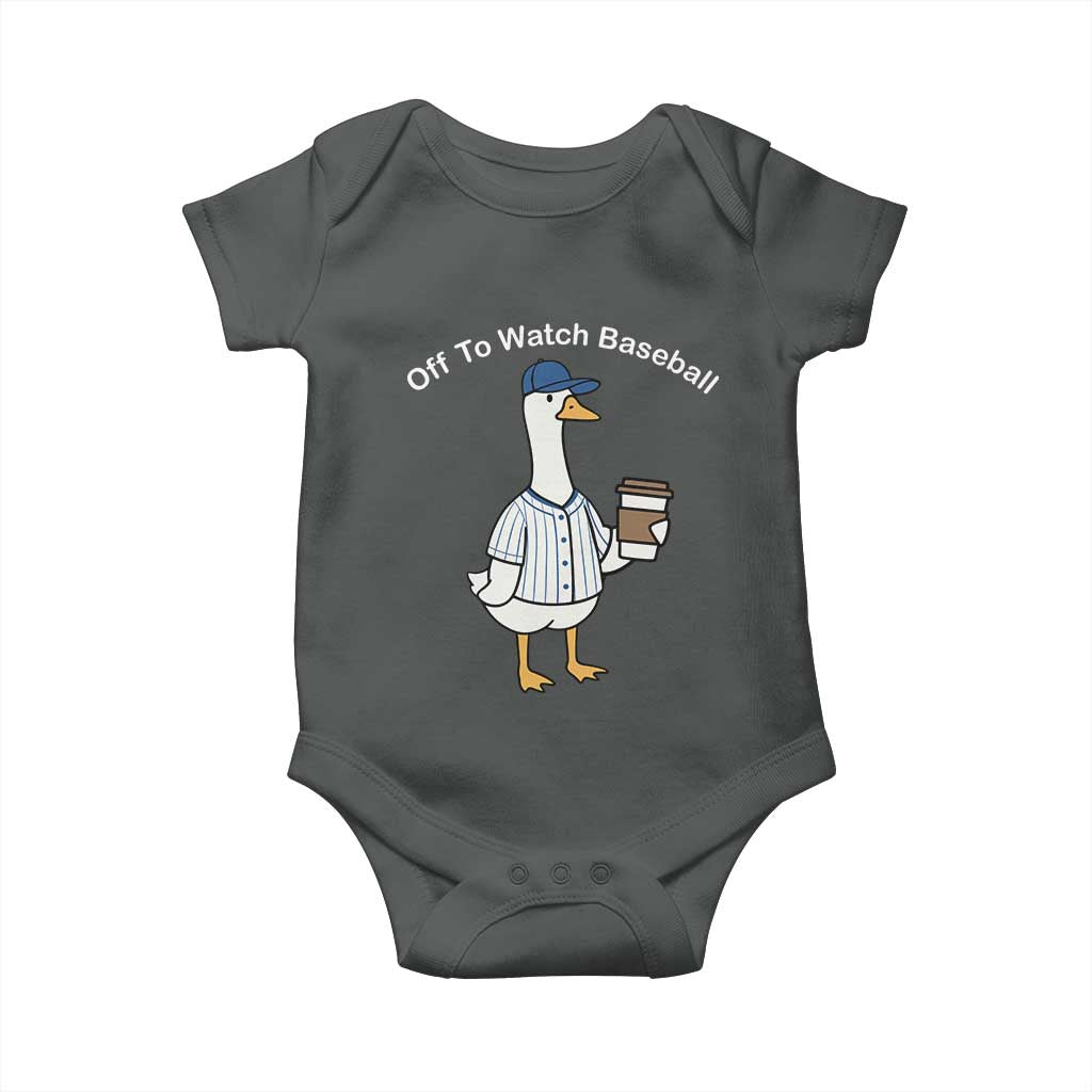 Funny Baseball Mom Goose Baby Onesie Funny Sports Game Day TS10 Dark Heather Print Your Wear