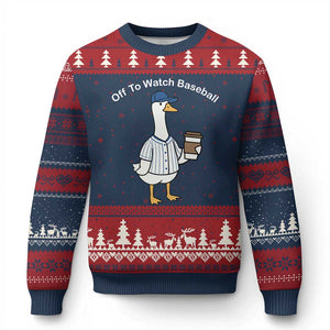 Funny Baseball Mom Goose Ugly Christmas Sweater Funny Sports Game Day TS10 Navy Red Print Your Wear